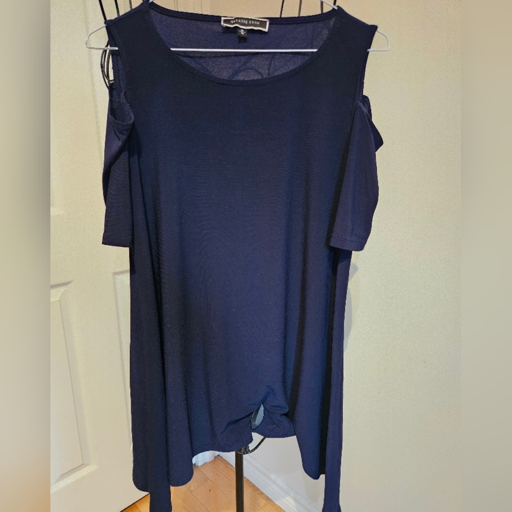 Open Shoulder Navy Long Top